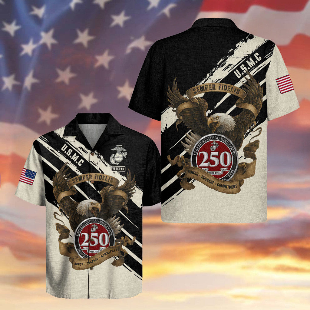 Eagle USMC Veteran 250th Anniversary Hawaiian Shirt Marine Veteran Christmas Gifts 2025
