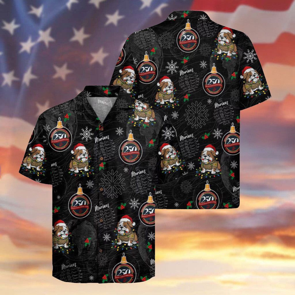 Military Dog US Marines Veteran Hawaiian Shirt 250th Anniversary Veteran Shirt Christmas Gifts