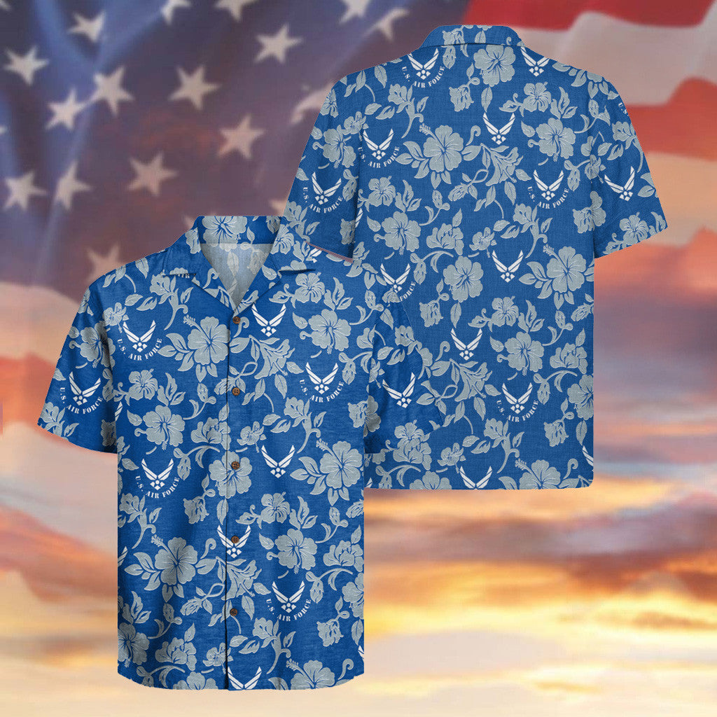 US Air Force Veteran Hawaiian Shirt Hibiscus Aloha Shirt Proud Veteran Gifts For Him