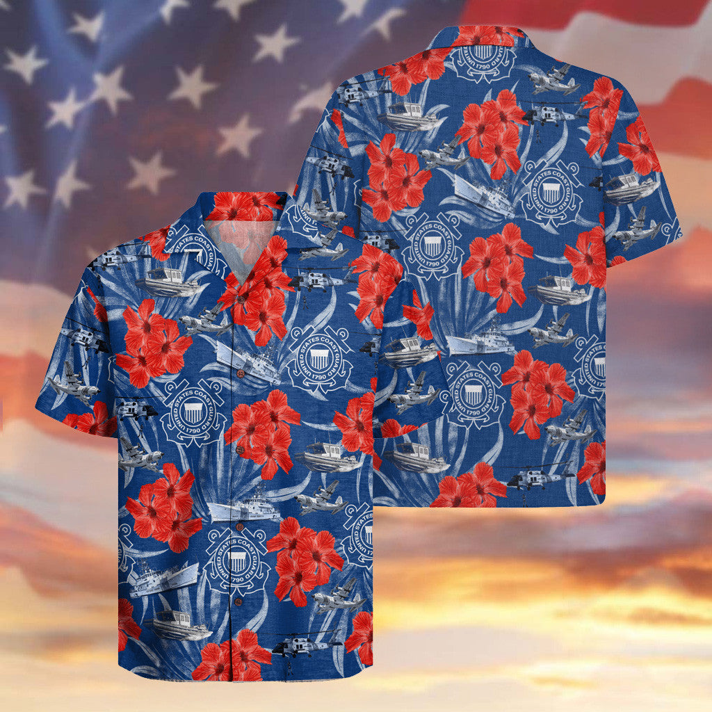 US Coast Guard 235th Years Of Service Hawaiian Shirt Hibiscus Aloha Shirt Gifts For Patriots
