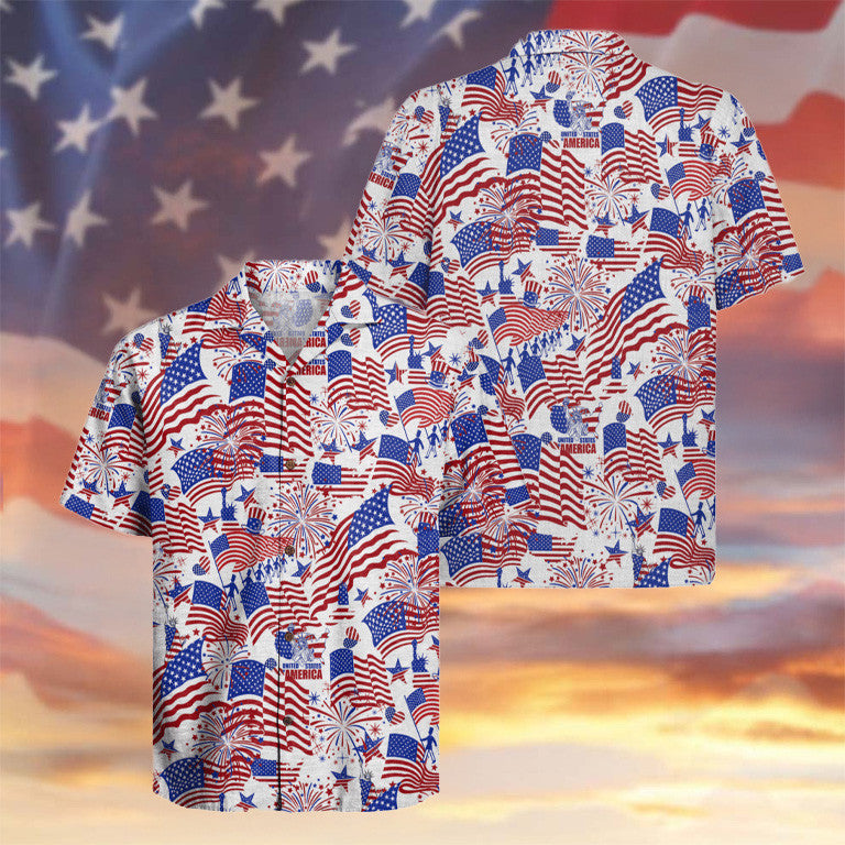 Happy USA Hawaiian Shirt Patriotic Apparel Christmas Gifts For Dad