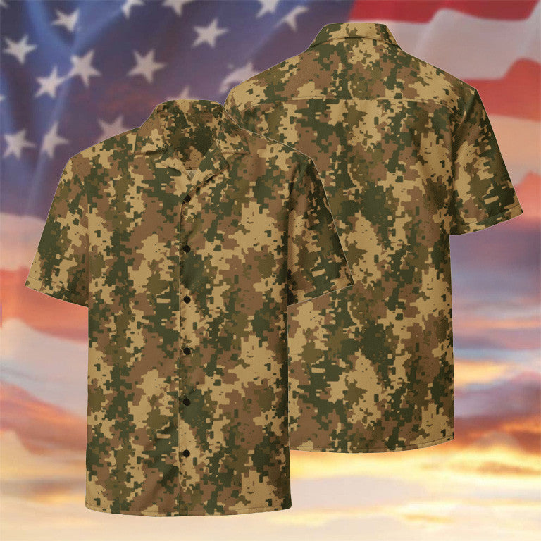 Tropical Camo Hawaiian Shirt Print Camouflage Clothing Military Veteran Gifts