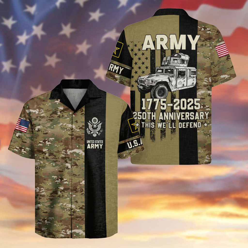 US Army 250th Anniversary Hawaiian Shirt 1775 2025 This We_ll Defend Gifts For Army Veteran