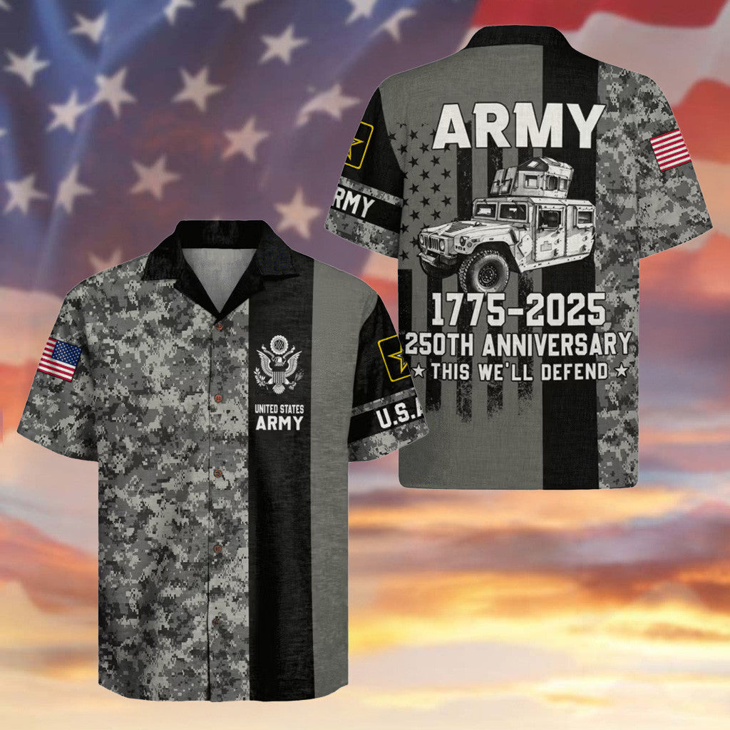 US Army 250th Anniversary Hawaiian Shirt 1775 2025 This We_ll Defend Merch Gifts For Veteran