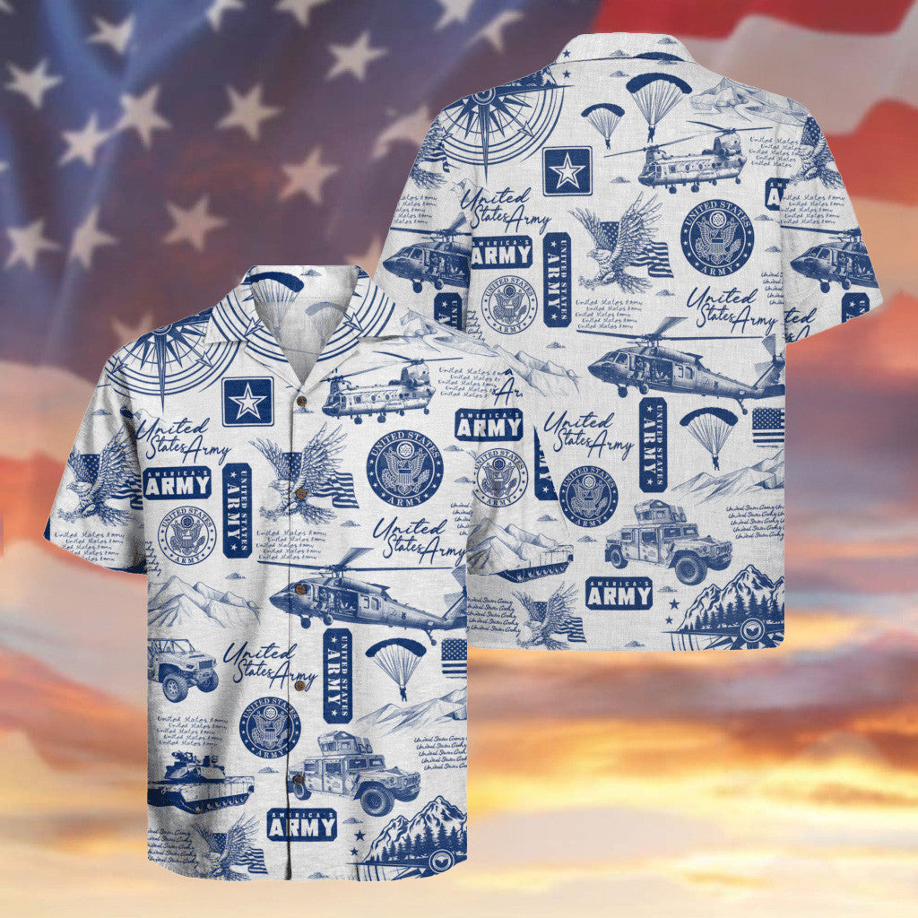 US Army Hawaiian Shirt USA Flag And Eagle Aloha Shirt Gifts For Military Veterans