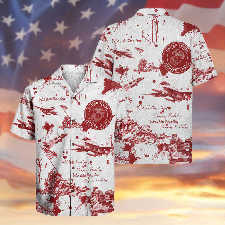 US Marine Corps 250th Anniversary Hawaiian Shirt Semper Fidelis Apparel Gifts For Veteran