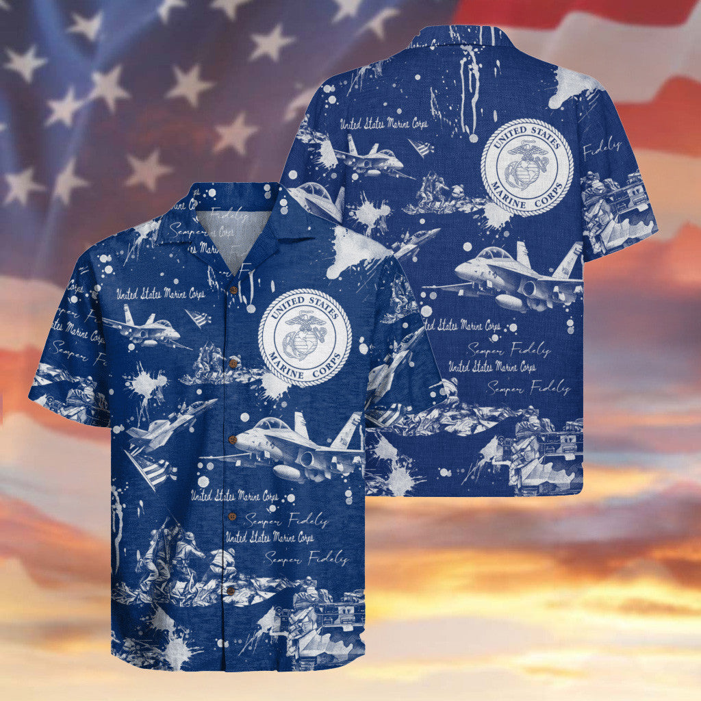 US Marine Corps 250th Years Of Service Hawaiian Shirt Semper Fidelis USMC Merch Gifts