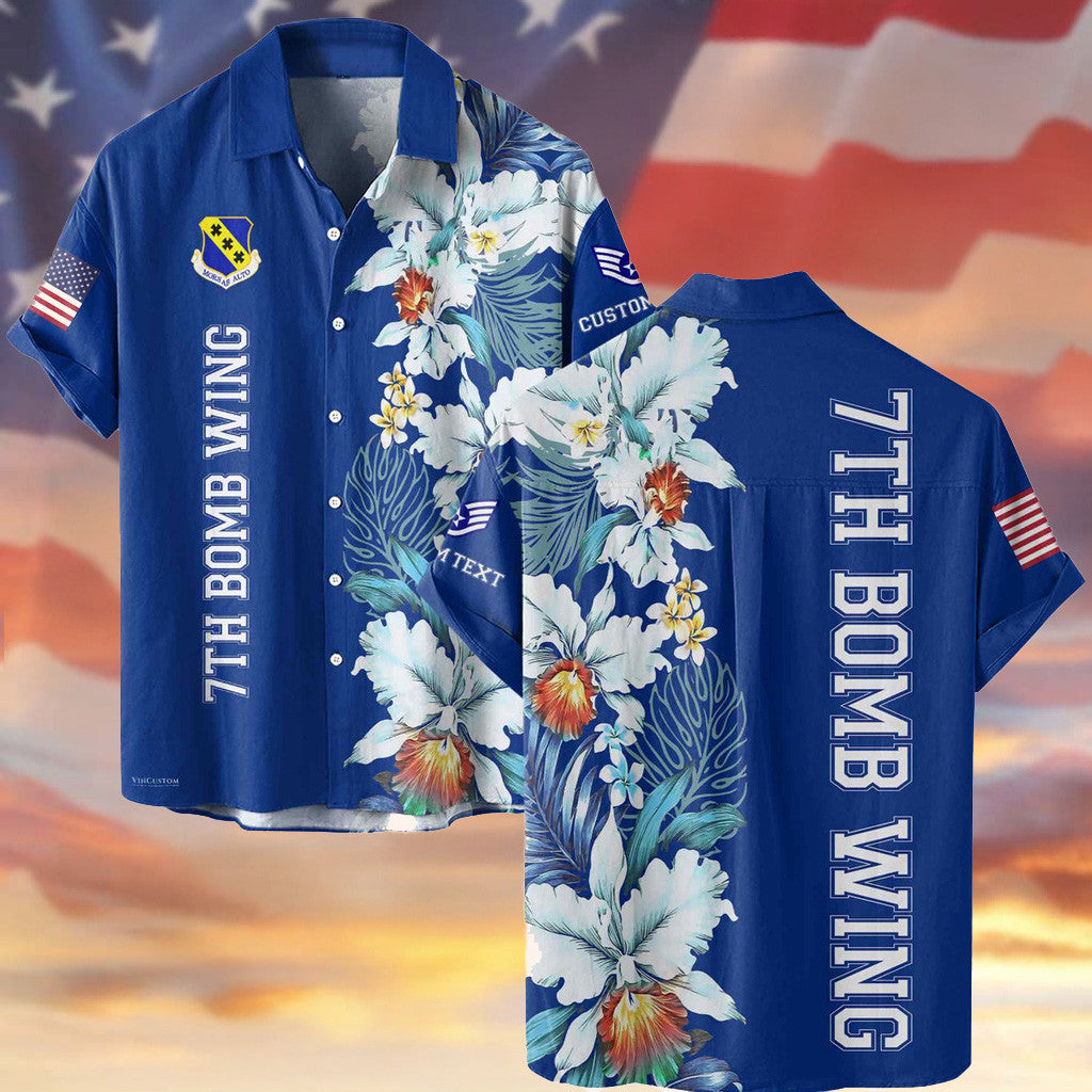 Customized USAF 7th Bomb Wing Hawaiian Shirt US Air Force Gifts For Boyfriend