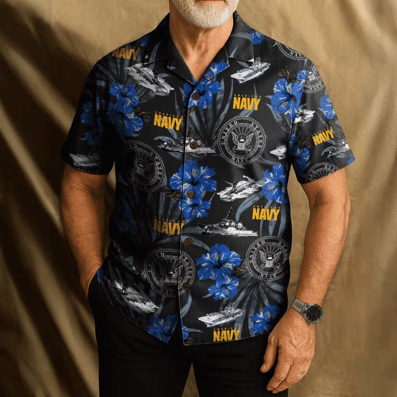 US Navy 250th Years Of Service Hawaiian Shirt Forged By The Sea Navy Shirt Military Man Gifts