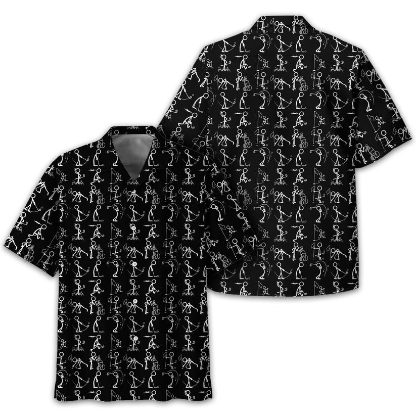 Stick Figure Golf Pose Hawaiian Shirt Sports Apparel Unique Gifts For Golf Lovers