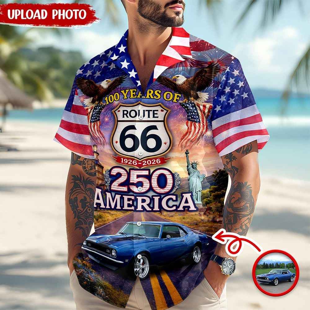 Custom 100 Years Of Road Route 66 Hawaiian Shirt America 250th Anniversary Aloha Shirt Gifts