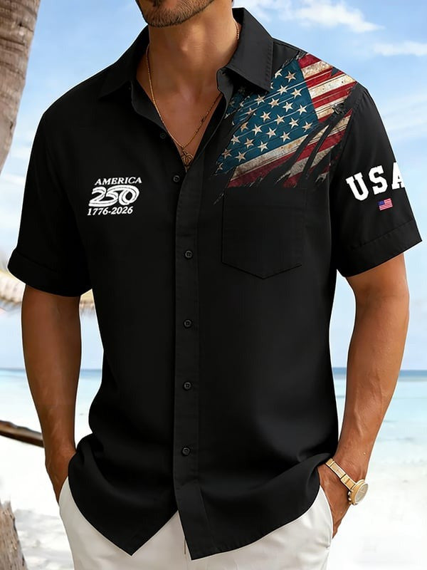 America 250 Years 1776 2026 Hawaiian Shirt Men's July 4 Shirts Gift For Patriots