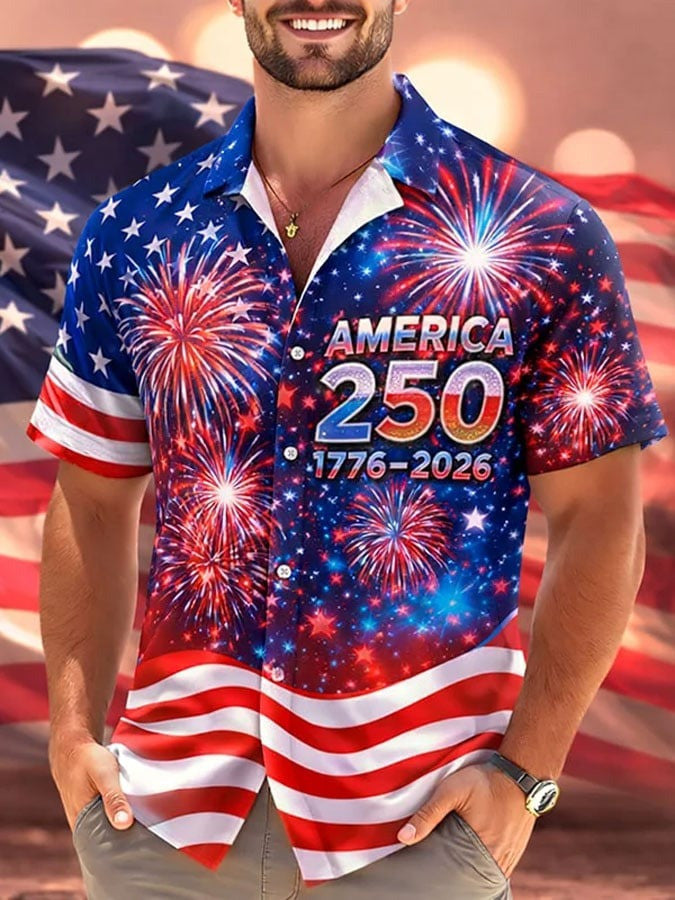 American 250 Years 1776 2026 Hawaiian Shirt 4Th Of July Outfits Gift For Patriots
