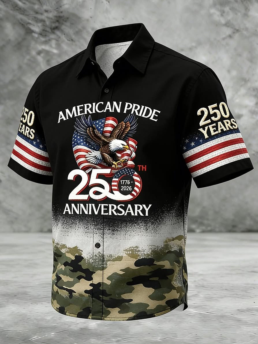 American Pride 250Th Anniversary Camo Hawaiian Shirt USA Flag Clothing Gifts For Dad
