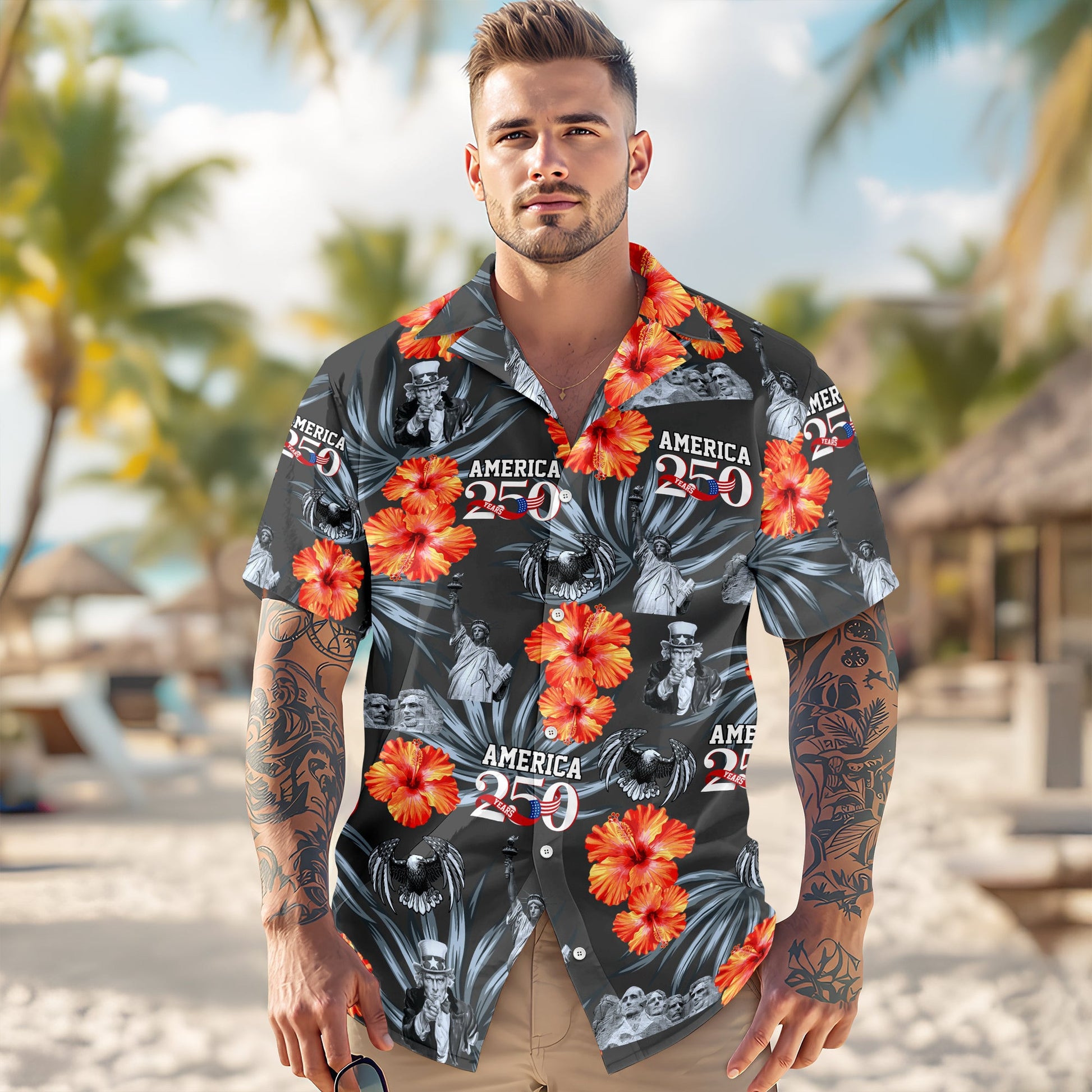 American 250th Anniversary Hawaiian Shirt America's 250th Birthday Clothes Patriotic Gift