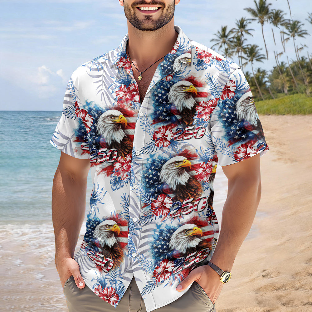 Eagle USA 250 Anniversary 1776 2026 Patriotic Hawaii Shirt 4th Of July Merch Gift For Husband