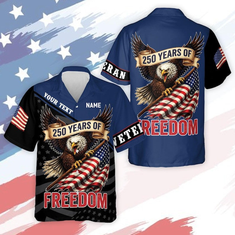 Personalized USA 250 Years Of Freedom Hawaiian Shirt Clothes For The Fourth Of July