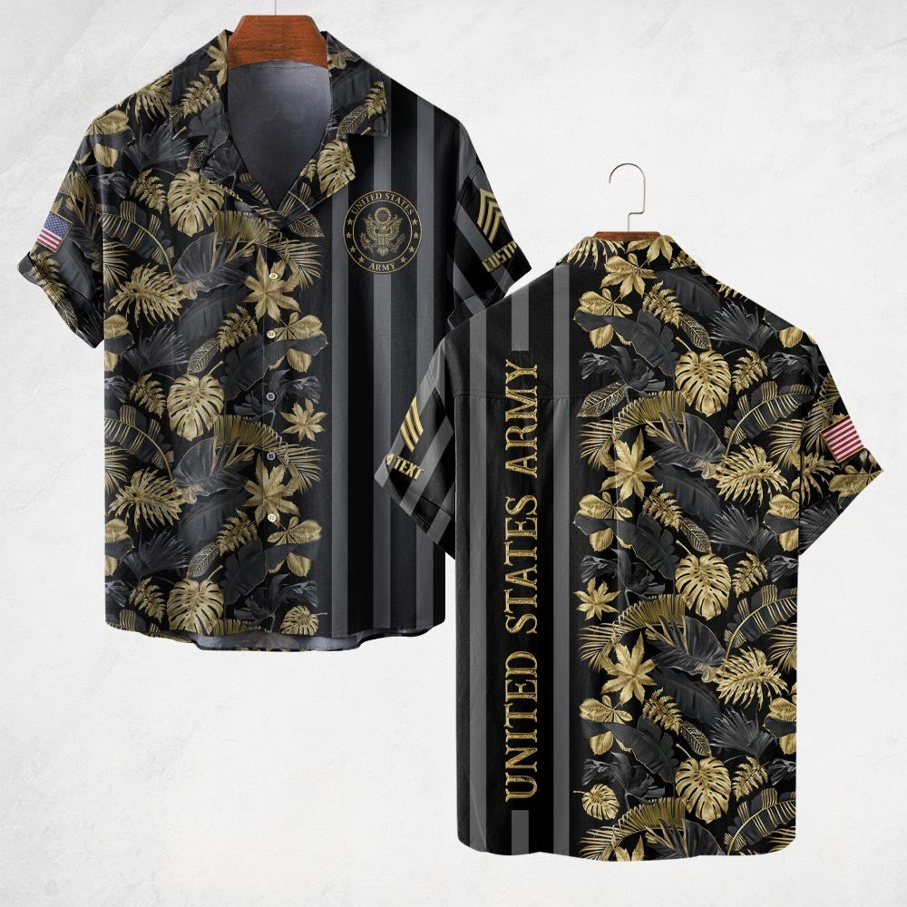 Personalized United States Army Hawaiian Shirt American Flag Apparel Army Veterans Gifts