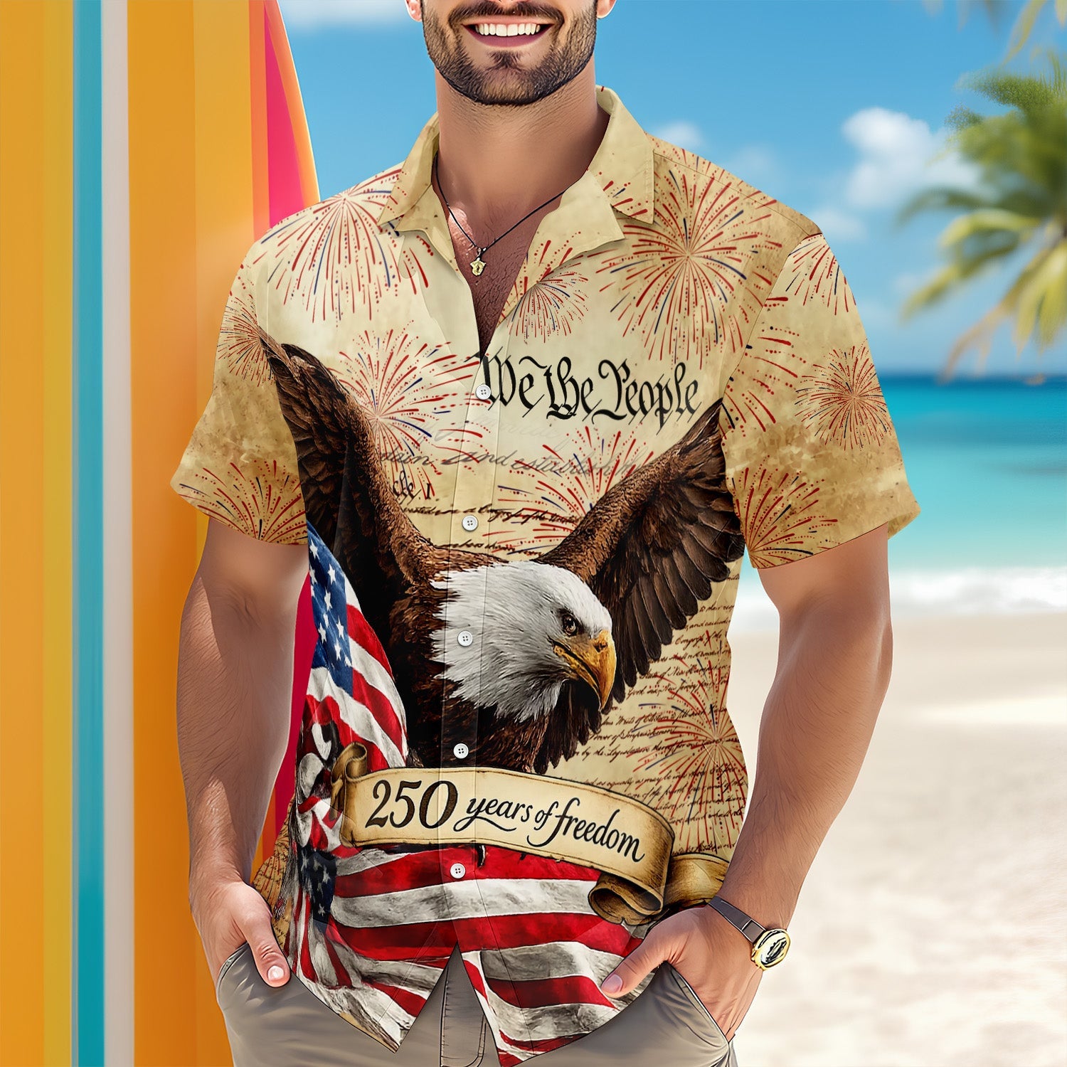 Eagle We The People 250 Years Of Freedom Hawaiian Shirt Independence Day Merch