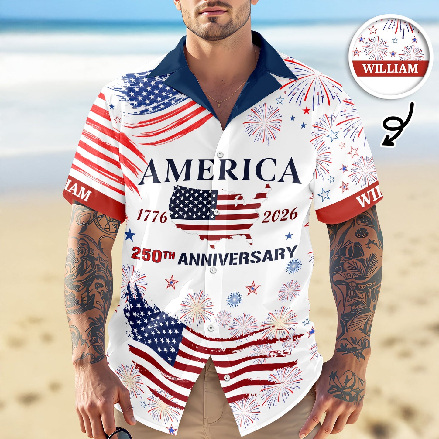 Custom America 250Th Anniversary Hawaiian Shirt American Flag Shirts For Men Gift For Patriots