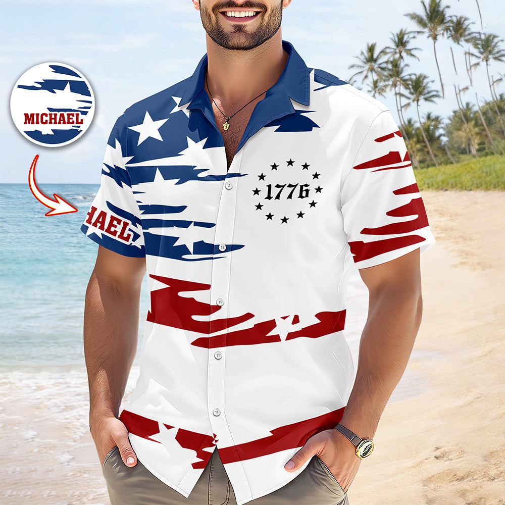 Personalized Fourth Of July Hawaiian Shirt July 4 Clothing Patriotic Gifts For Boyfriend