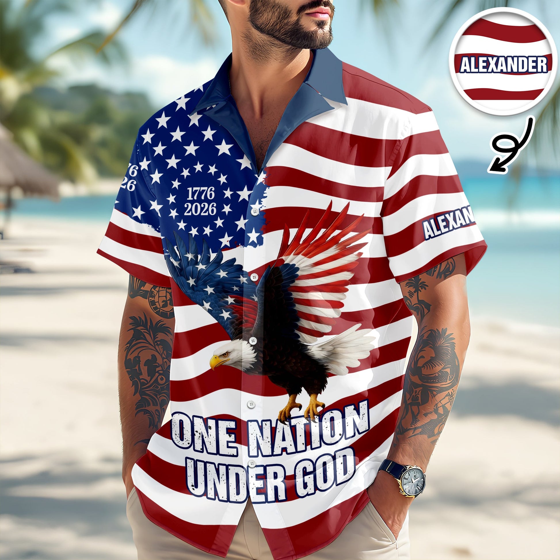 Personalized Eagle 250 Years Of Freedom Flag 1776 2026 Hawaii Shirt 4th Of July Clothing Line