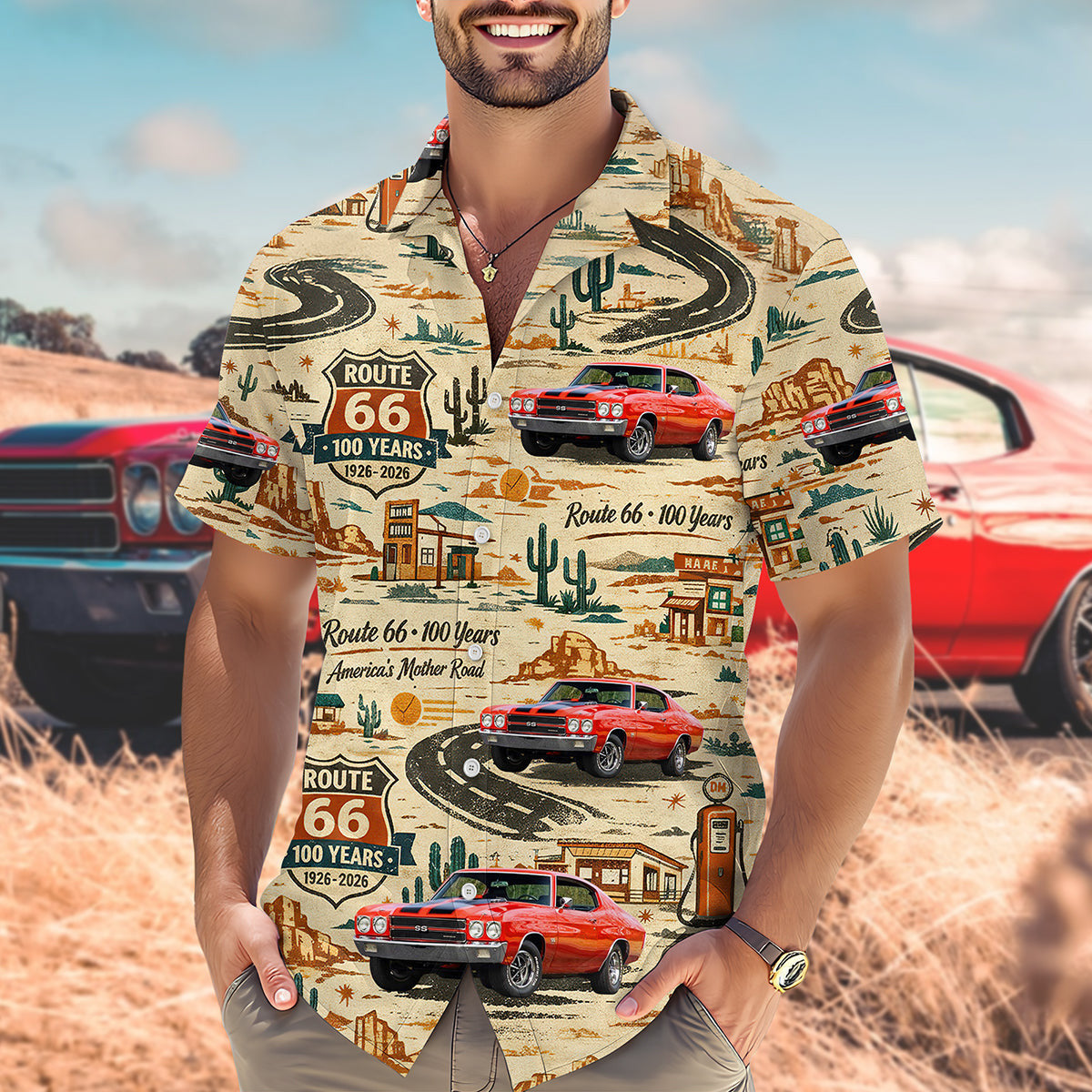 Personalized Photo Route 66 100 Years America's Mother Road Hawaii Shirt Patriotic Apparel