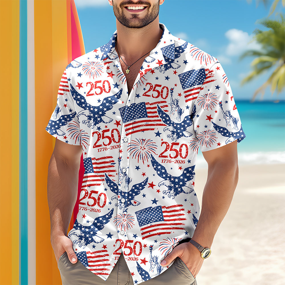 America 250th Anniversary Hawaiian Shirt 4Th Of July Clothes Patriotic Gifts