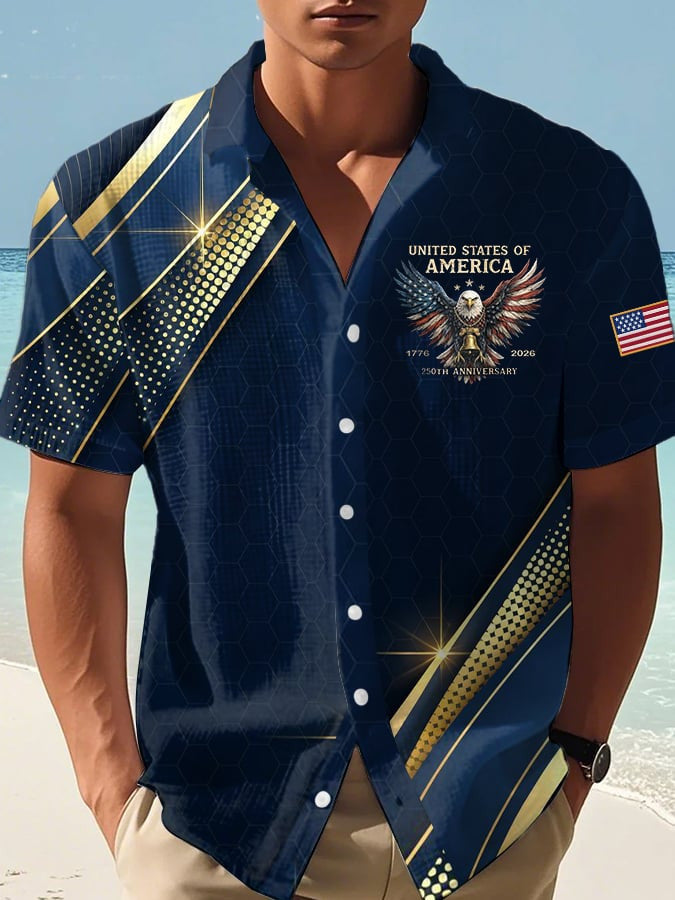 USA 250Th Anniversary Hawaiian Shirt 4Th Of July Outfit For Men Gift For Patriots