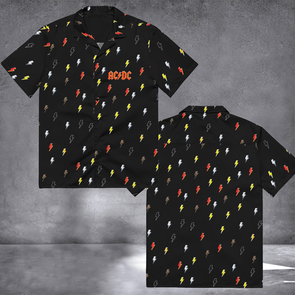ACDC Merch High Voltage Hawaiian Shirt PWR UP Tour Apparel Gifts For ACDC Lovers