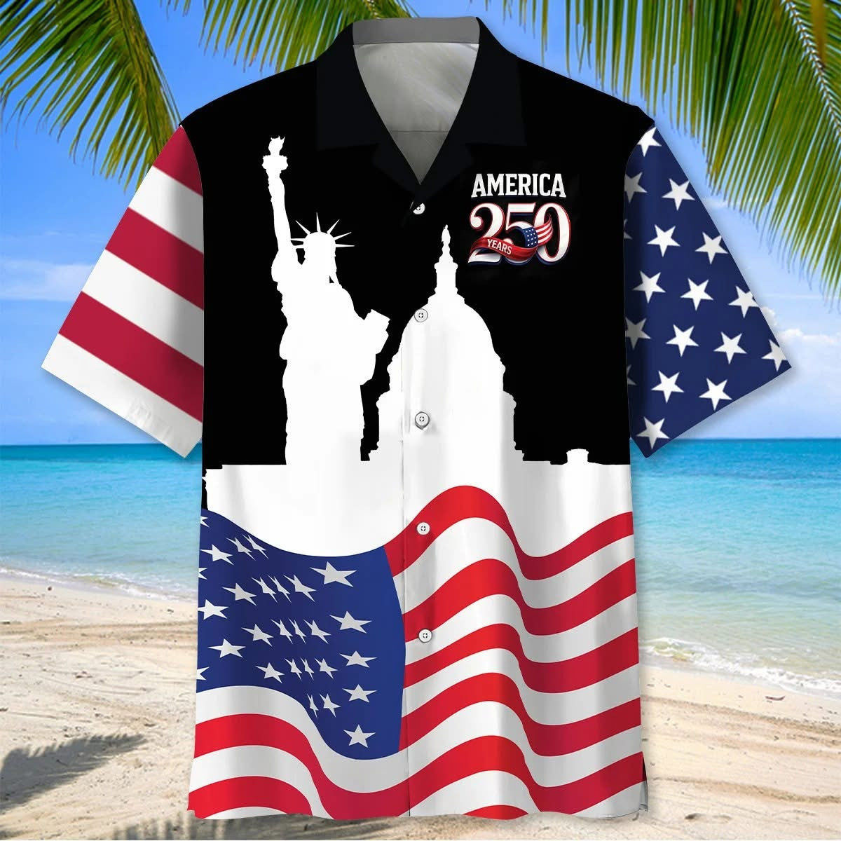 America 250 Years Hawaiian Shirt American Flag Shirts For Men 4Th Of July Gifts