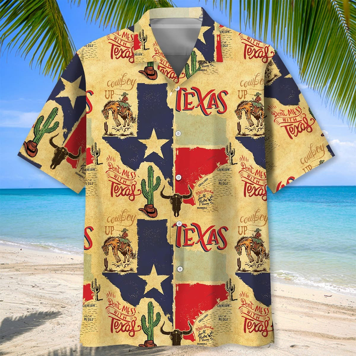 Don't Mess With Texas Vintage Hawaiian Shirt Texas Longhorns Design Shirt Gift For Father's Day
