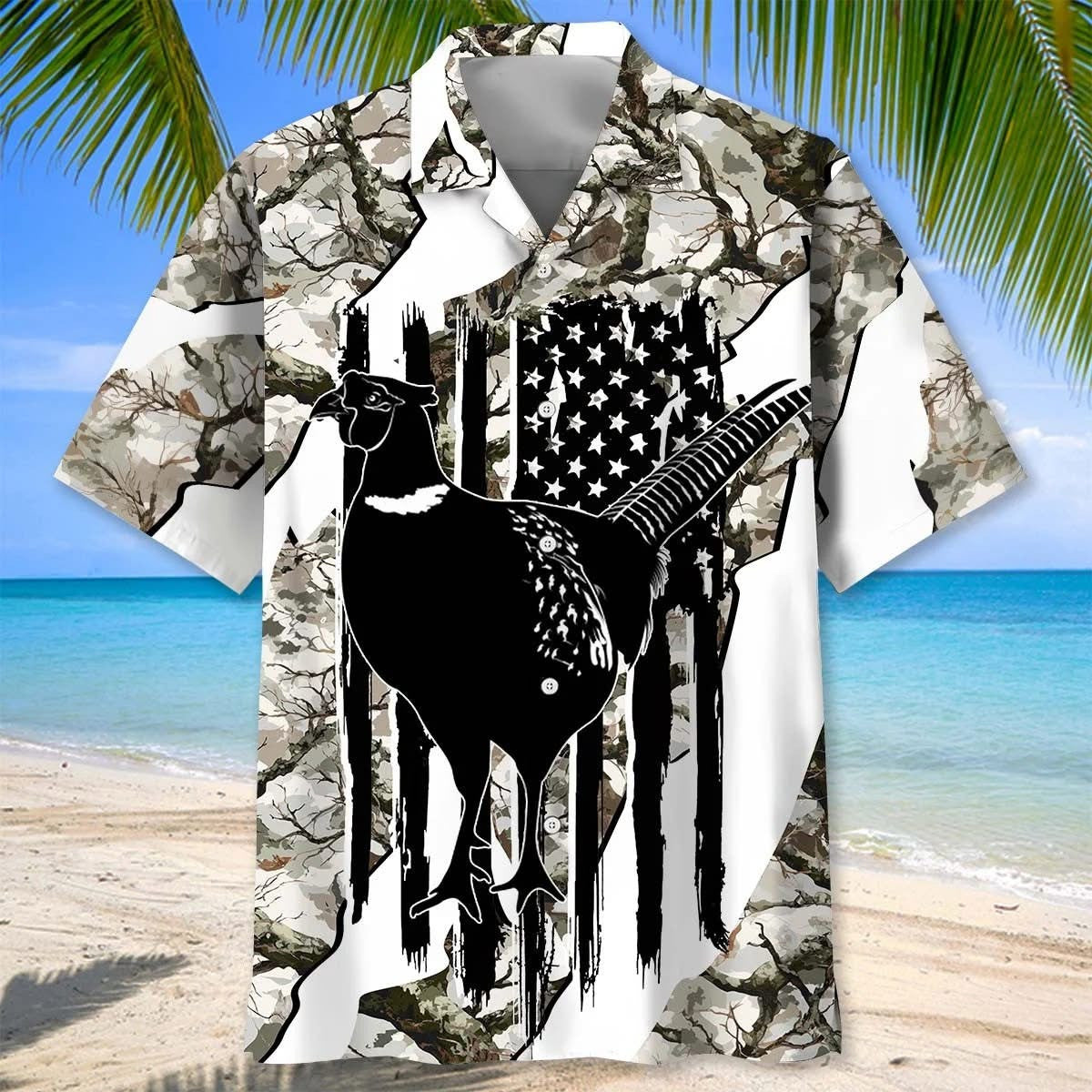 Pheasant Silhouette Camo Hawaiian Shirt Hunters Outfits Cool Gifts For Pheasant Hunters