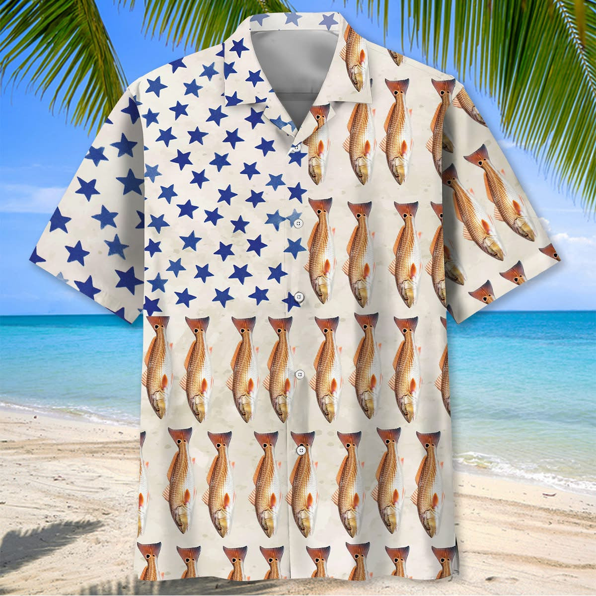 Red Drum Fish American Flag Hawaiian Shirt Cool Patriotic Clothing Fishing Lovers Gifts