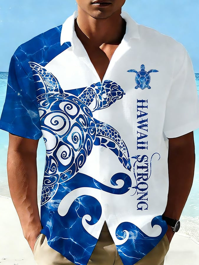 Hawaii Strong Sea Turtle Hawaiian Shirt Men's Apparel Cool Gifts For Husband