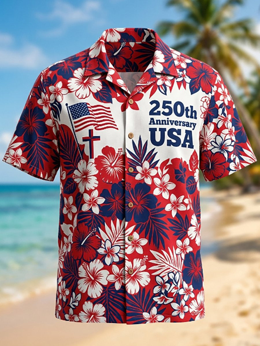 USA 250Th Anniversary Hawaiian Shirt Men's July 4 Shirts Gifts For Independence Day