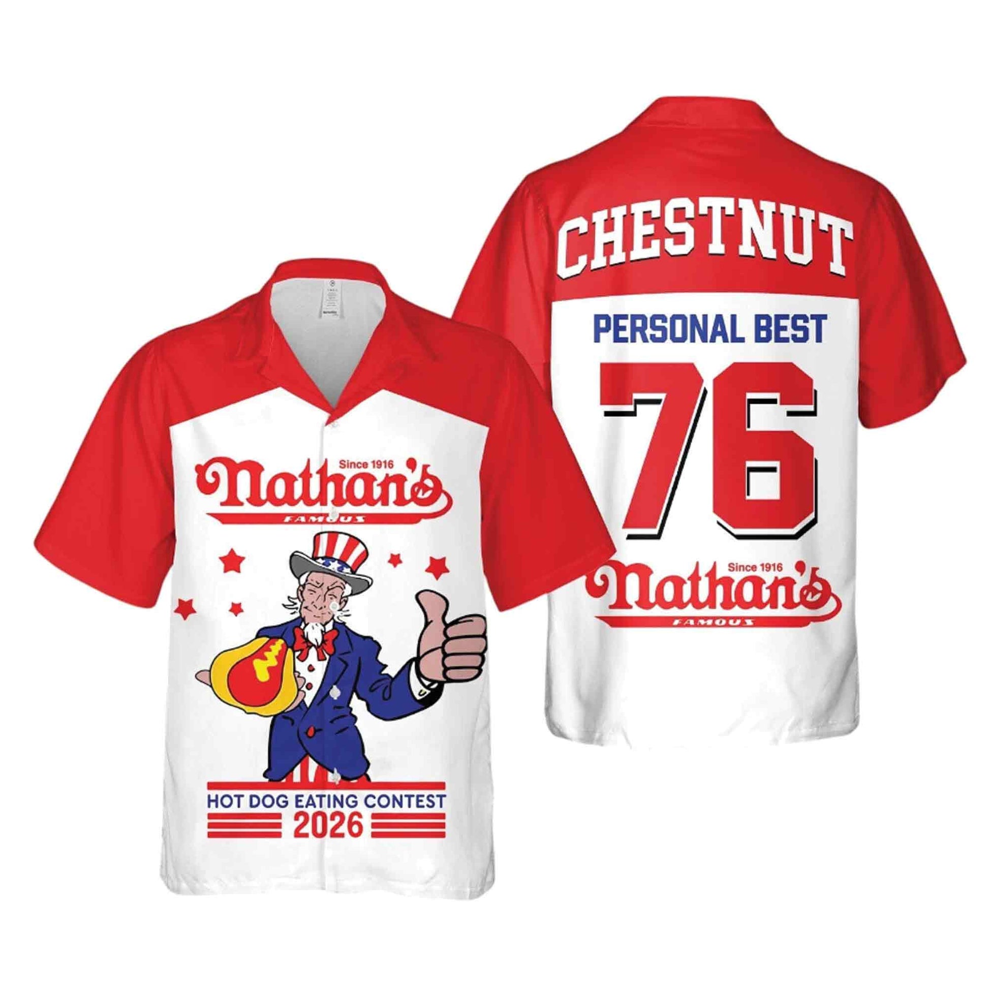 Joey Chestnut Hawaiian Shirt 76 Winner Hot Dog Eating Contest 2026 Joey Chestnut Attire