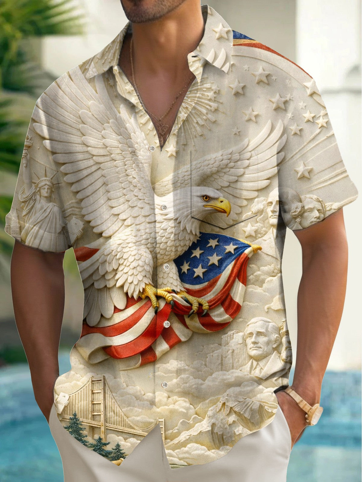 Eagle American Flag Hawaiian Shirt Independence Day Attire Gifts For 4Th Of July