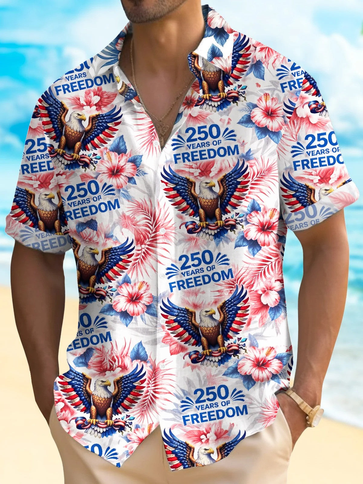 USA 250 Years Of Freedom Hawaiian Shirt July 4 Apparel Independence Day Gift For Dad