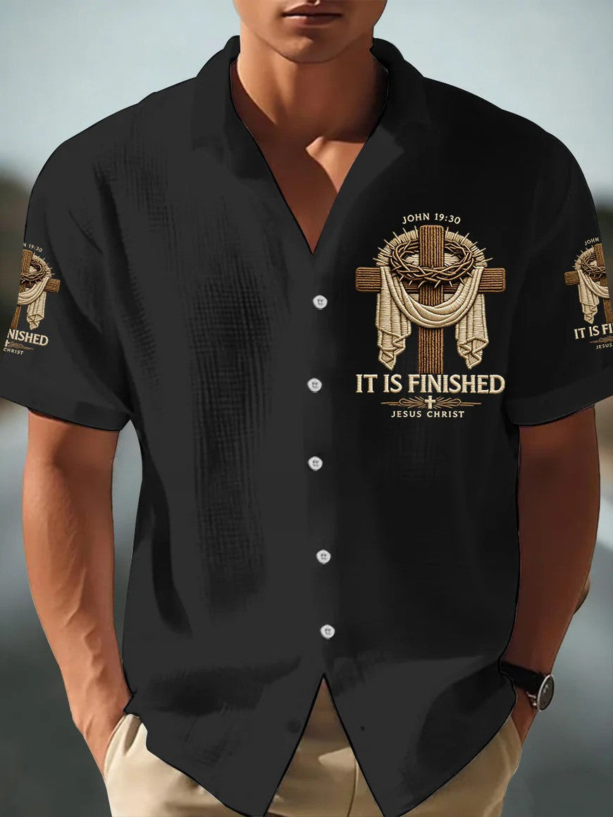 It Is Finished Holy Cross Hawaiian Shirt Bible Quotes Shirts Gifts For Father's Day