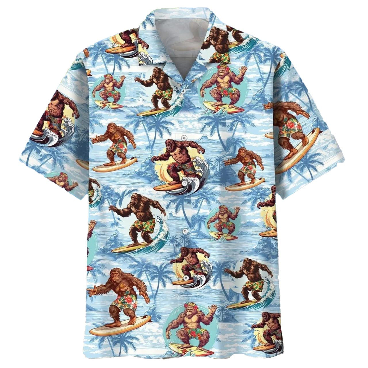 Bigfoot Hits The Waves Hawaiian Shirt Summer Vibe Apparel Gifts For Bigfoot Lovers