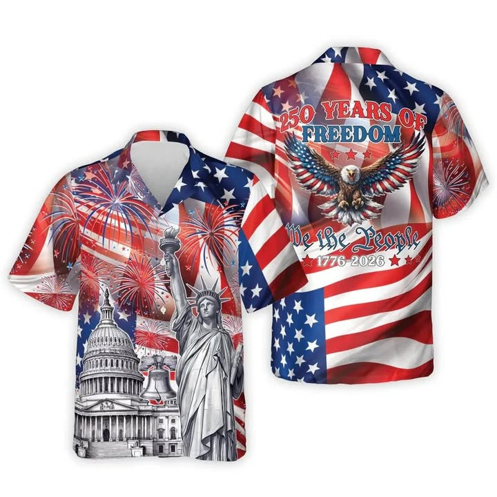 Eagle USA 250 Years Of Freedom Hawaiian Shirt Fourth Of July Outfit Ideas Patriotic Gifts