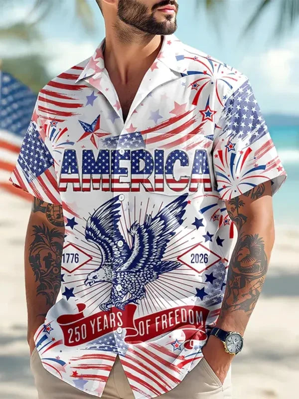 Eagle America 250 Years Of Freedom Hawaiian Shirt Men's July 4 Shirts Gift For Patriots