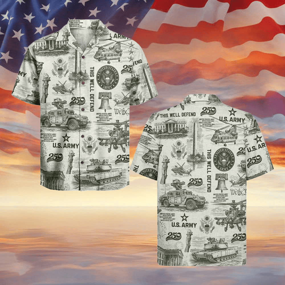 US Army X USA 250Th Anniversary Hawaiian Shirt This We'll Defend Shirt Gifts For Army Veterans