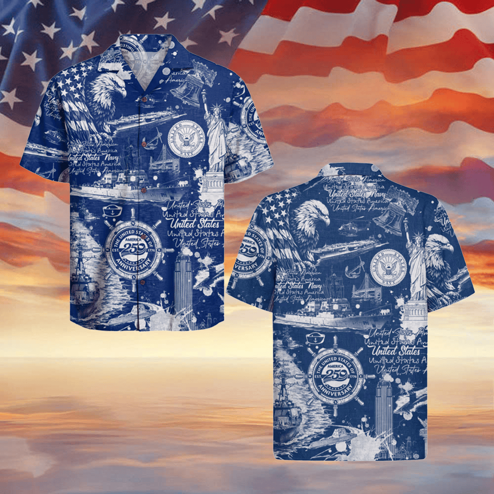 US Navy X America 250Th Anniversary Hawaiian Shirt Navy Veterans Apparel Gifts Idea