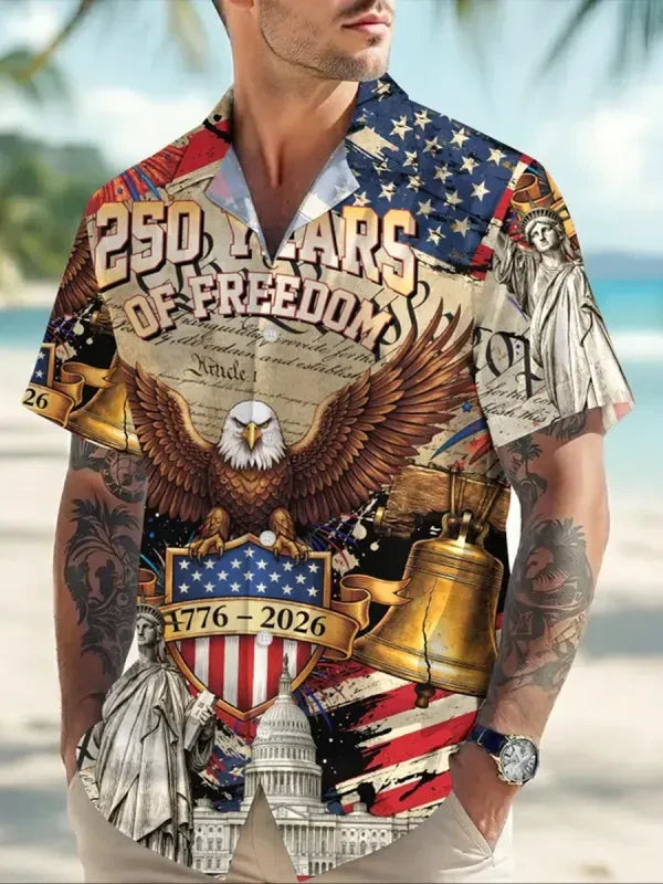 250 Years Of Freedom 1776 2026 Hawaiian Shirt July 4 Button Up Shirt Patriotic Gifts