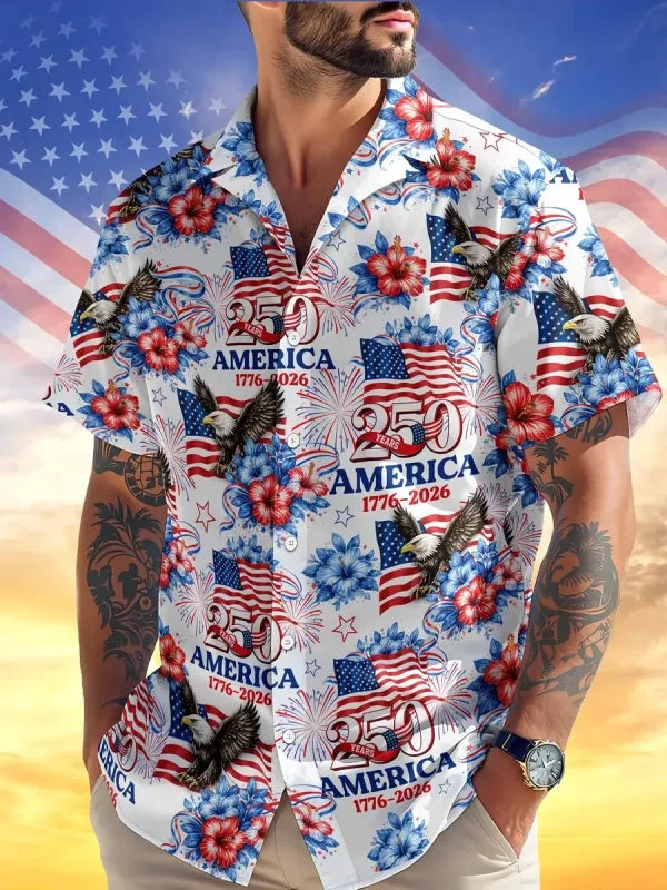 America 250 Years 1776 2026 Hawaiian Shirt 4Th Of July Clothes Gifts For Independence Day