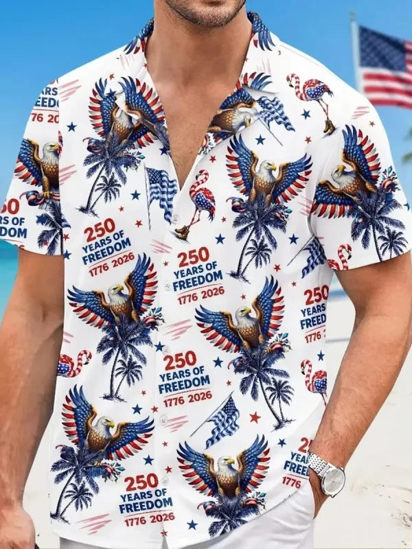 USA 250 Years Of Freedom Hawaiian Shirt American Eagle Shirt Fourth Of July Presents
