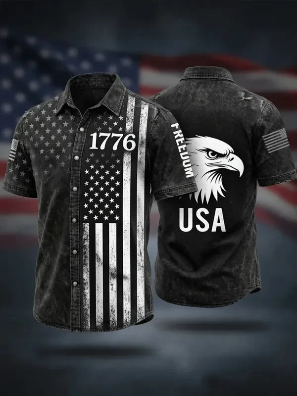 Eagle USA Flag 1776 Hawaiian Shirt Independence Day Apparel Gifts For 4Th Of July
