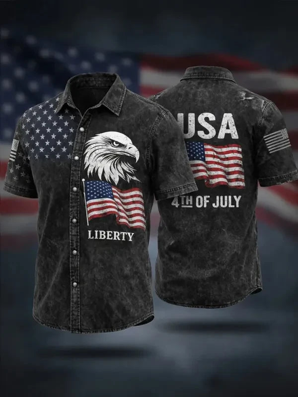 Eagle USA Liberty Hawaiian Shirt 4Th Of July Button Up Shirt Best Patriotic Gifts